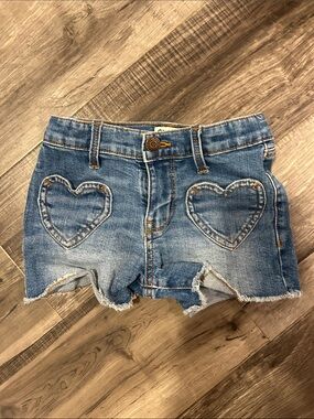 OshKosh B'gosh Girls Denim Shorts with Heart Pockets - Blue